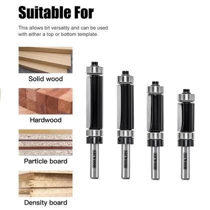 Imagem de Conjunto de brocas de roteador Flush Trim SICWOOD 1/4 Shank 1/2 diâmetro, 4 unidades