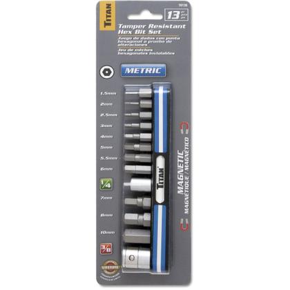Imagem de Conjunto de Brocas Hexagonais Métricas Titan 16136 (13 Peças) - Resistentes à Adulteração
