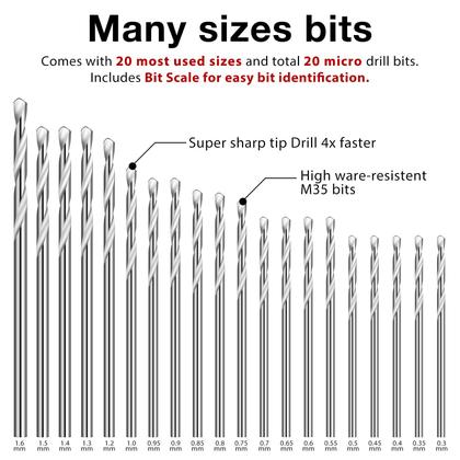 Imagem de Conjunto de brocas Honoson Micro Mini 0,3-1,6 mm HSS Twist 100 unidades