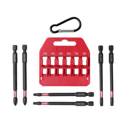 Imagem de Conjunto de brocas Impact Protorq de 6 peças com clipe PH2, SQ2, T25 TORX