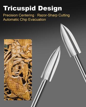 Imagem de Conjunto de brocas para escultura em madeira Faqeegi HSS 3-8mm 5PCS