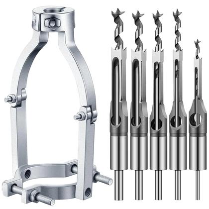 Imagem de Conjunto De Brocas Para Madeira Com Furo Quadrado 6PCS 6.4/8/11/12.7/16mm Adaptador Cinzel Para