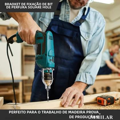 Imagem de Conjunto De Brocas Para Madeira Com Furo Quadrado 6PCS 6.4/8/11/12.7/16mm Adaptador Cinzel Para