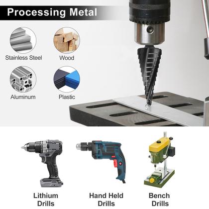 Imagem de Conjunto de brocas Step Drill Lytool M35 em aço cobalto de 3 peças 1/8-7/8