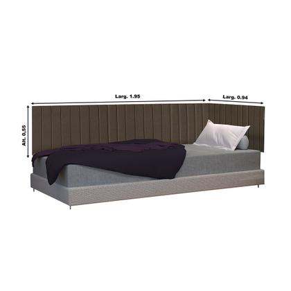 Imagem de Conjunto de Cabeceira Ripada Palito Suspensa de Solteiro com Proteção Lateral - Várias Cores