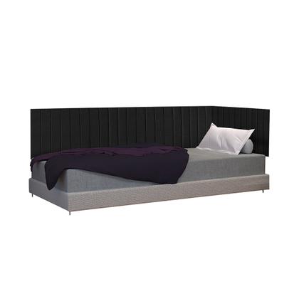 Imagem de Conjunto de Cabeceira Ripada Palito Suspensa de Solteiro com Proteção Lateral - Várias Cores