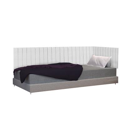 Imagem de Conjunto de cabeceira solteiro painel estofado suspenso lateral EM L formato palito