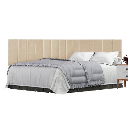 Imagem de Conjunto de Cabeceira Viuva Solteirão Palito Suspensa com Proteção Lateral - 128 CM - Areia Suede