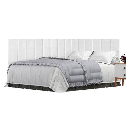 Imagem de Conjunto de Cabeceira Viuva Solteirão Palito Suspensa com Proteção Lateral - 128 CM - Branco material sintético