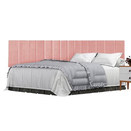 Imagem de Conjunto de Cabeceira Viuva Solteirão Palito Suspensa com Proteção Lateral - 128 CM - Rose Suede