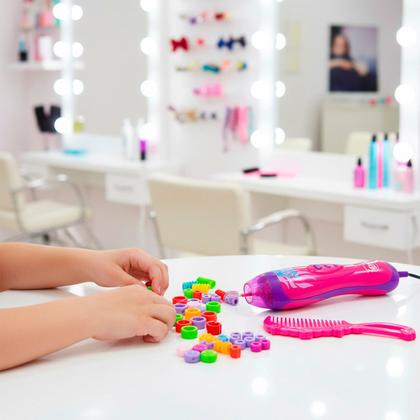 Imagem de Conjunto De Cabelereira Infantil Rosa Com Pente Aplicador E Acessórios Miçangas