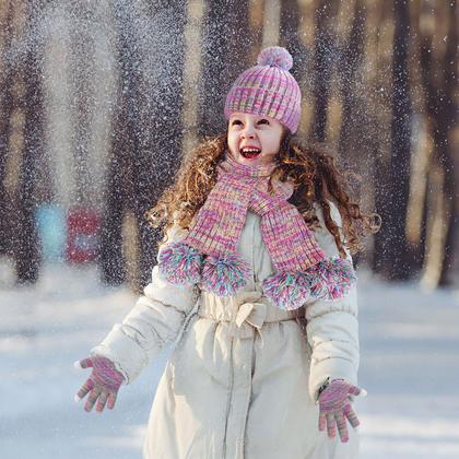 Imagem de Conjunto de cachecol e gorro de inverno para crianças de 5 a 12 anos