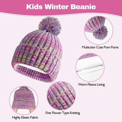 Imagem de Conjunto de cachecol e gorro de inverno para crianças de 5 a 12 anos