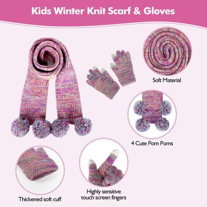 Imagem de Conjunto de cachecol e gorro de inverno para crianças de 5 a 12 anos