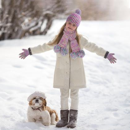 Imagem de Conjunto de cachecol e gorro de inverno para crianças de 5 a 12 anos