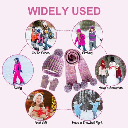 Imagem de Conjunto de cachecol e gorro de inverno para crianças de 5 a 12 anos