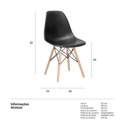 Imagem de Conjunto De Cadeiras Charles Eames Eiffel DSW Preto 2 Peças
