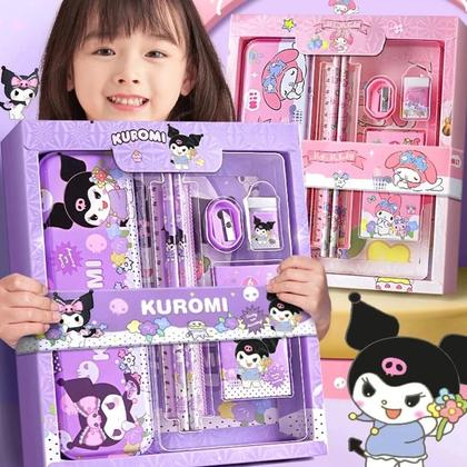 Imagem de Conjunto de Caixa de Presente Sanrio Kuromi e Tamagotchi - Para Meninas (10 anos) - Material Escolar