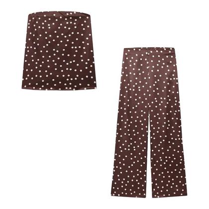 Imagem de Conjunto De Calças De Cetim Com Poás Para Mulheres, Top Cropped De Cintura Alta, Conjunto De Verão