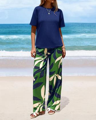 Imagem de Conjunto de calças femininas PRETTYGARDEN, verão 2025, floral, verde militar