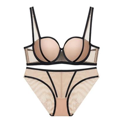 Imagem de Conjunto De Calcinha De Sutiã Push-up Sexy Feminino Francês Alças Ajustáveis Lingerie Reunida