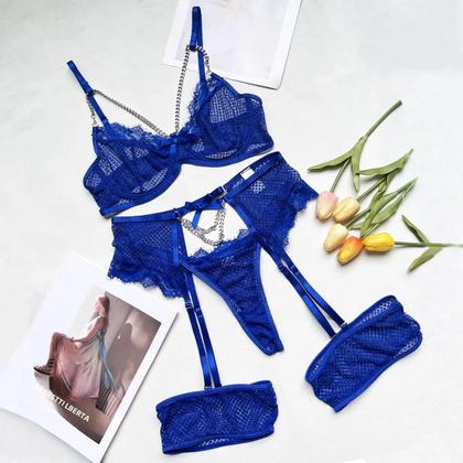 Imagem de Conjunto de Calcinha e Sutiã de Renda com Bojo - Lingerie Feminina