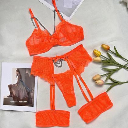 Imagem de Conjunto de Calcinha e Sutiã de Renda com Bojo - Lingerie Feminina