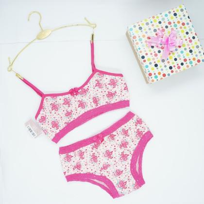 Imagem de Conjunto de calcinha e top infantil/juvenil, de 6 a 11 anos, algodão e rendinha