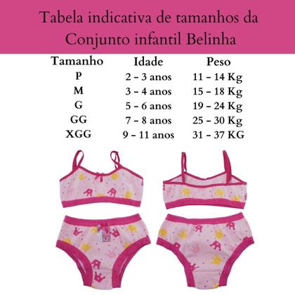 Imagem de Conjunto de calcinha e top infantil/juvenil, de 6 a 11 anos, algodão e rendinha