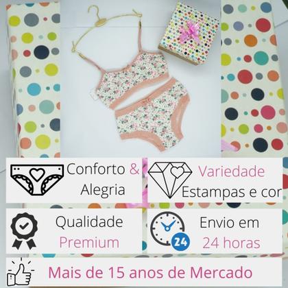 Imagem de Conjunto de calcinha e top infantil/juvenil, de 6 a 11 anos, algodão e rendinha