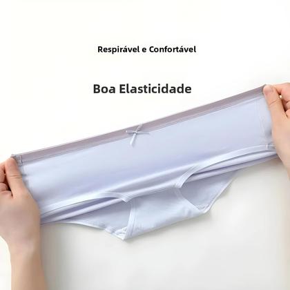 Imagem de Conjunto De Calcinhas De Algodão Respirável Para Mulheres Com Laço Fofo, Cuecas De Cintura Baixa,