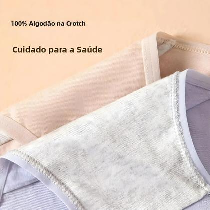 Imagem de Conjunto De Calcinhas De Algodão Respirável Para Mulheres Com Laço Fofo, Cuecas De Cintura Baixa,