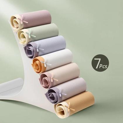 Imagem de Conjunto De Calcinhas De Algodão Respirável Para Mulheres Com Laço Fofo, Cuecas De Cintura Baixa,