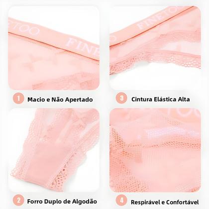 Imagem de Conjunto De Calcinhas De Renda Sexy Femininas, G-String De Cintura Baixa, Transparente, Respirável,