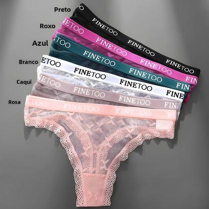 Imagem de Conjunto De Calcinhas De Renda Sexy Femininas, G-String De Cintura Baixa, Transparente, Respirável,