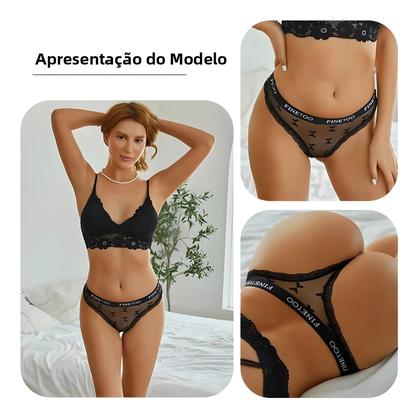 Imagem de Conjunto De Calcinhas De Renda Sexy Femininas, G-String De Cintura Baixa, Transparente, Respirável,