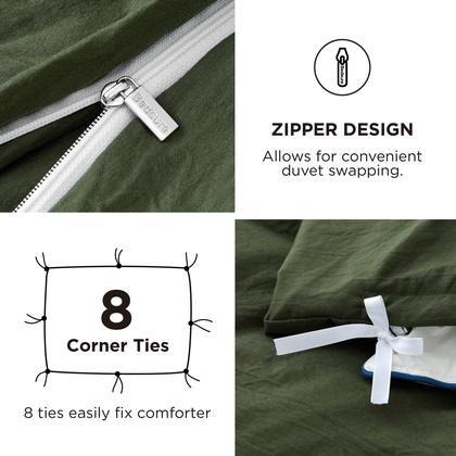 Imagem de Conjunto de Cama Bedsure King Size - Capa de Edredom e Lençol com Elástico - Cor Oliva