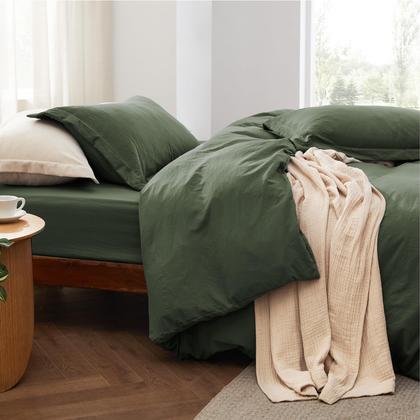 Imagem de Conjunto de Cama Bedsure King Size - Capa de Edredom e Lençol com Elástico - Cor Oliva