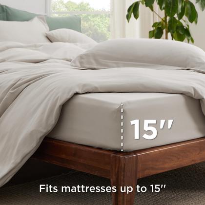 Imagem de Conjunto de cama Capa de edredom Bedsure com lençol com elástico Queen Size