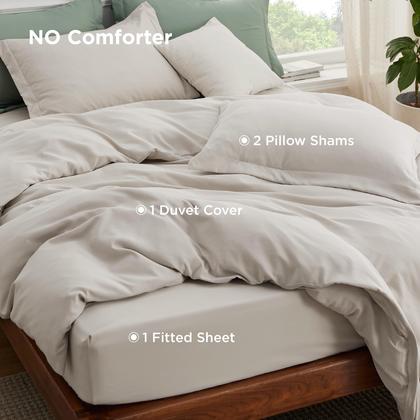 Imagem de Conjunto de cama Capa de edredom Bedsure com lençol com elástico Queen Size