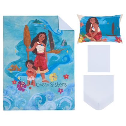 Imagem de Conjunto de cama infantil NoJo Disney Moana 2 Ocean Sisters 4 peças