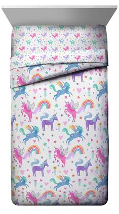 Imagem de Conjunto de cama Jay Franco Unicorn Rainbow Twin com edredom e lençol