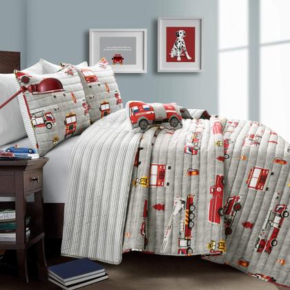 Imagem de Conjunto de cama Lush Decor Fire Truck Quilt Full/Queen, 4 peças