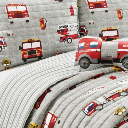 Imagem de Conjunto de cama Lush Decor Fire Truck Quilt Full/Queen, 4 peças