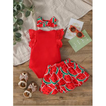 Imagem de Conjunto de Camisas com Estampa de Melancia - Moda Verão para Bebês e Meninas