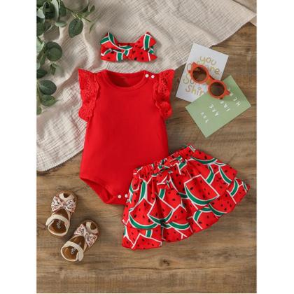 Imagem de Conjunto de Camisas com Estampa de Melancia - Moda Verão para Bebês e Meninas