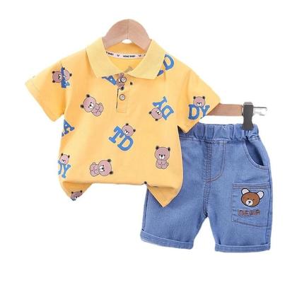 Imagem de Conjunto De Camiseta E Shorts De Algodão Com Desenho De Urso Para Bebês Meninos, Verão, 1-5 Anos