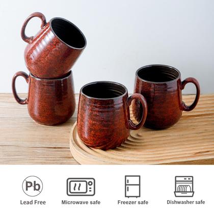 Imagem de Conjunto de canecas de café Hasense Ceramic 240 ml vermelhas para chá expresso