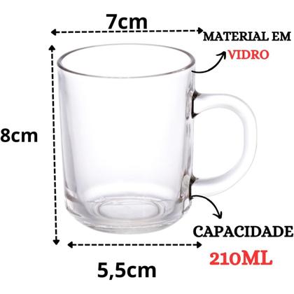 Imagem de Conjunto de Canecas Ruby em Vidro com 3 Peças 210ml - Hauskraft