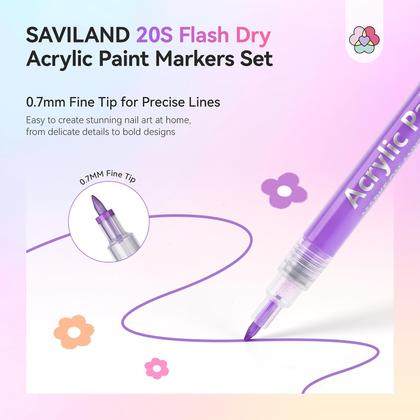 Imagem de Conjunto de canetas de arte para unhas SAVILAND Essentials 24 cores 0,7 mm